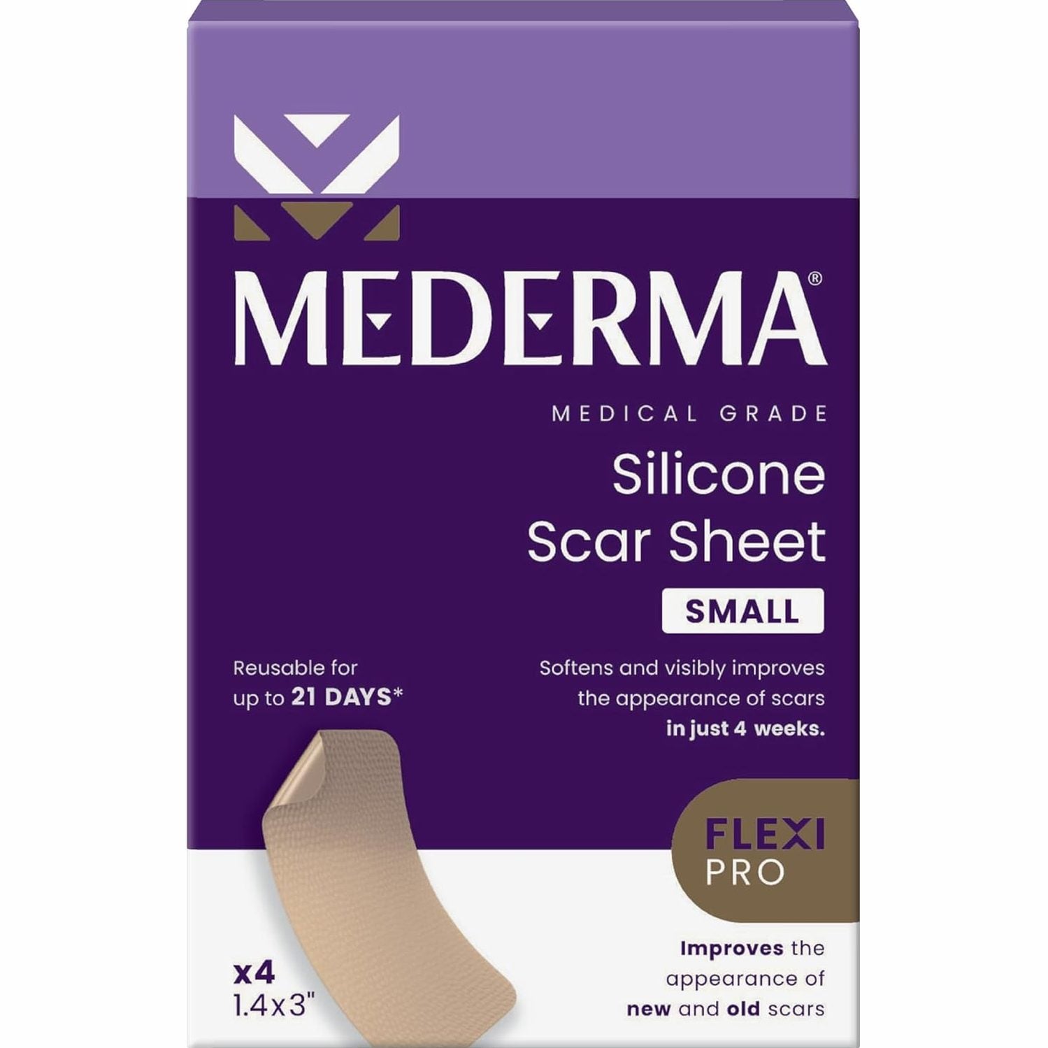 Mederma Medical Grade Silicone Scar Sheets; Improves The Appearance of Old and New Scars; for Injury, Burn and Surgery Scars, 4 Count