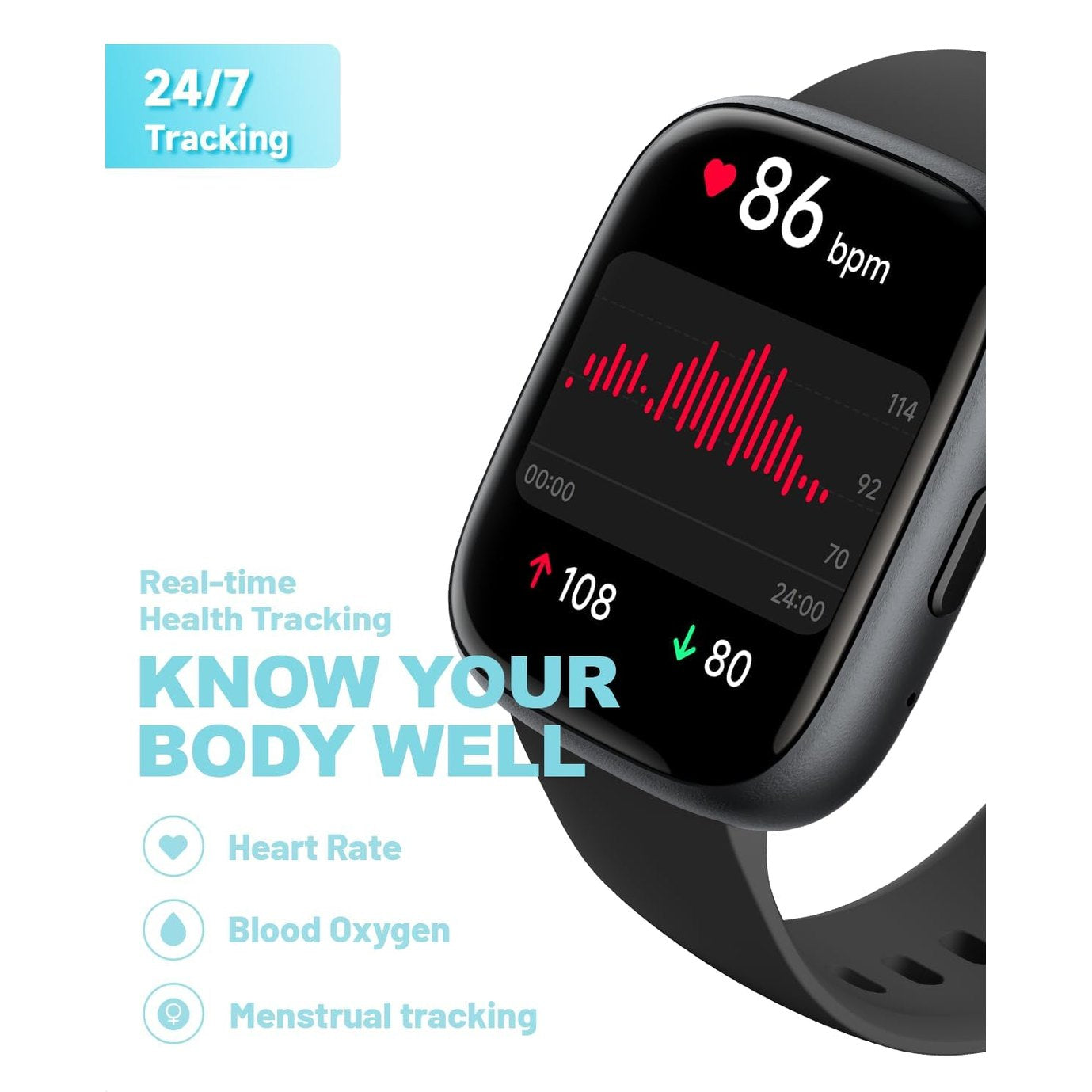 TOOBUR Smart Watch for Women Men, Alexa Built-in, Answer/Make Calls, 1.83" Fitness Tracker Watch with Heart Rate Monitor, Sleep Tracker, Pedometer, IP68 Waterproof Smartwatch Compatible Android iOS