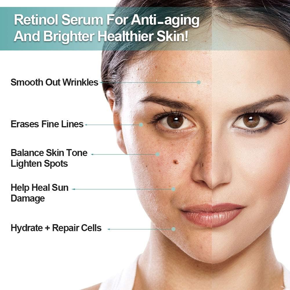 ELBBUB Retinol Serum Retinol Liposome Delivery System Anti Wrinkle Firming Serum with Vitamin C & Vegan Hyaluronic Acid for Face Cleavage and Body