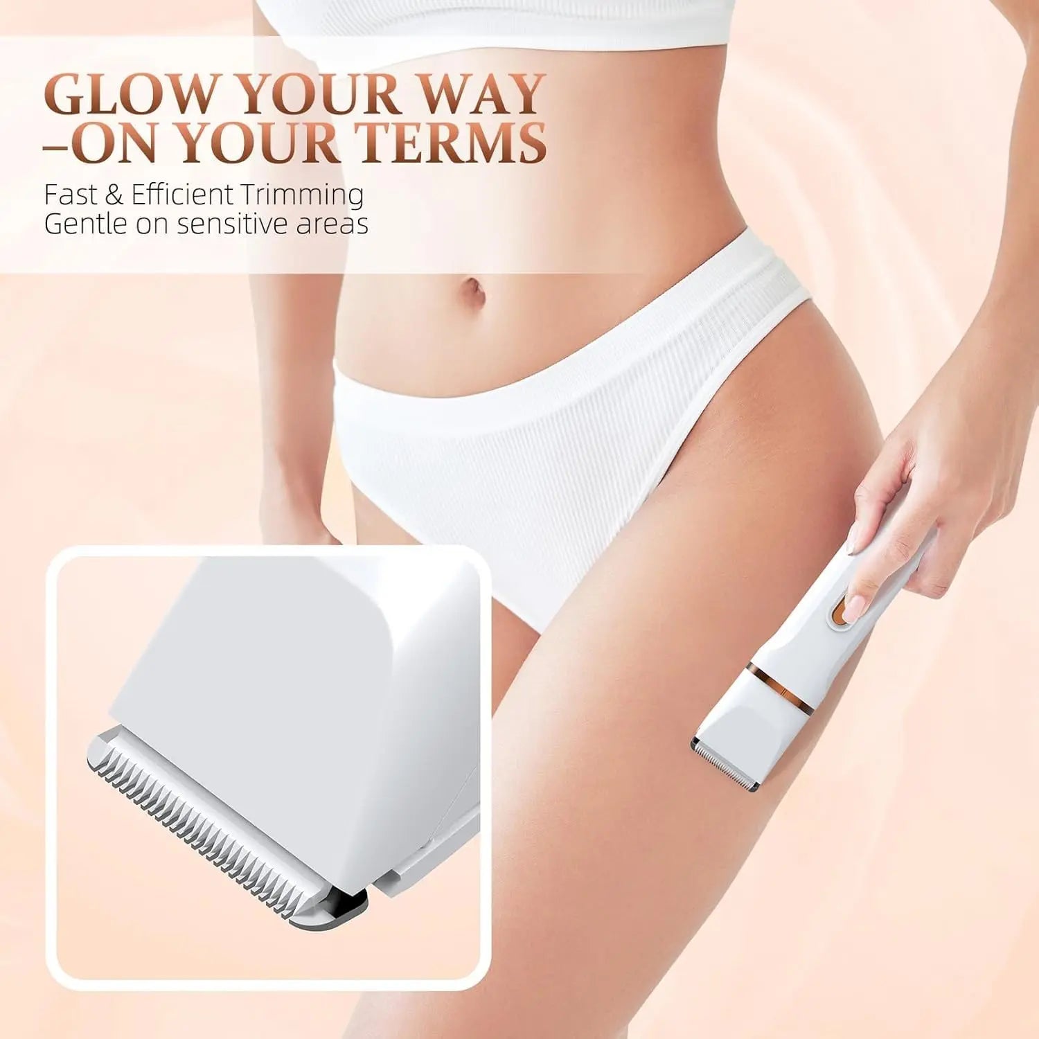 Electric Bikini Trimmer for Women - 4 in 1 Electric Shaver for Women, Waterproof Pubic Hair Trimmer and Facial Hair Remover, Replaceable Razors & Nose Hair Trimmer, Rechargeable Women's Grooming Kit