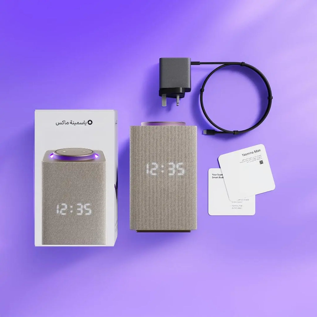 Yango Yasmina Max AI Smart Speaker, Arabic Khaleeji & English, 65W Ultimate Sound, Quran, Zigbee Smart Home Hub, Routine Helper for Luxury Homes & Families, Beige