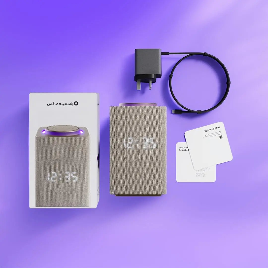 Yango Yasmina Max AI Smart Speaker, Arabic Khaleeji & English, 65W Ultimate Sound, Quran, Zigbee Smart Home Hub, Routine Helper for Luxury Homes & Families, Beige