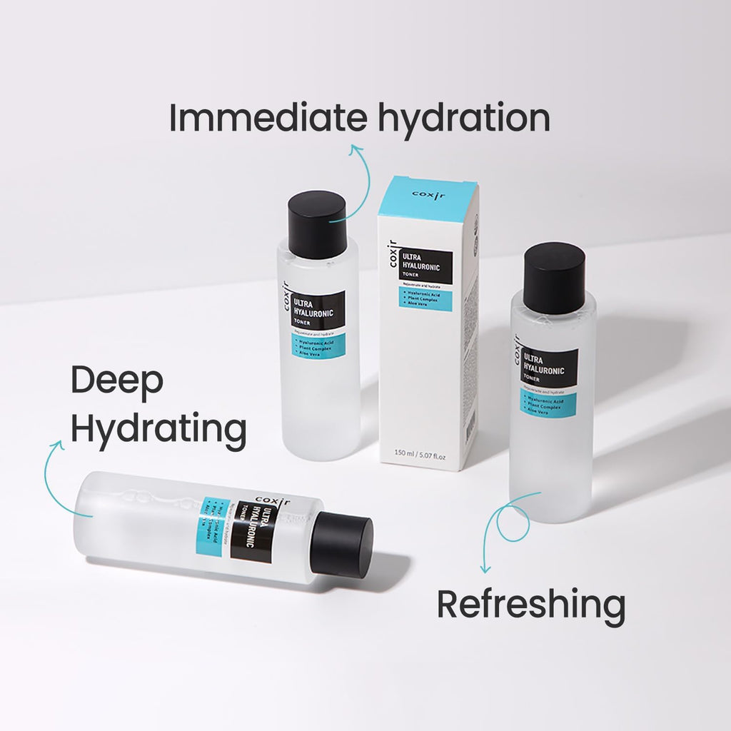 coxir Ultra HYALURONIC Acid Toner | HYDRATION-14-Complex| Hydrating, Smoothing, Calming, Moisturizing, Paraben Free, Cruelty Free, Korean Skin Care [150ml/5.07 fl.oz.]