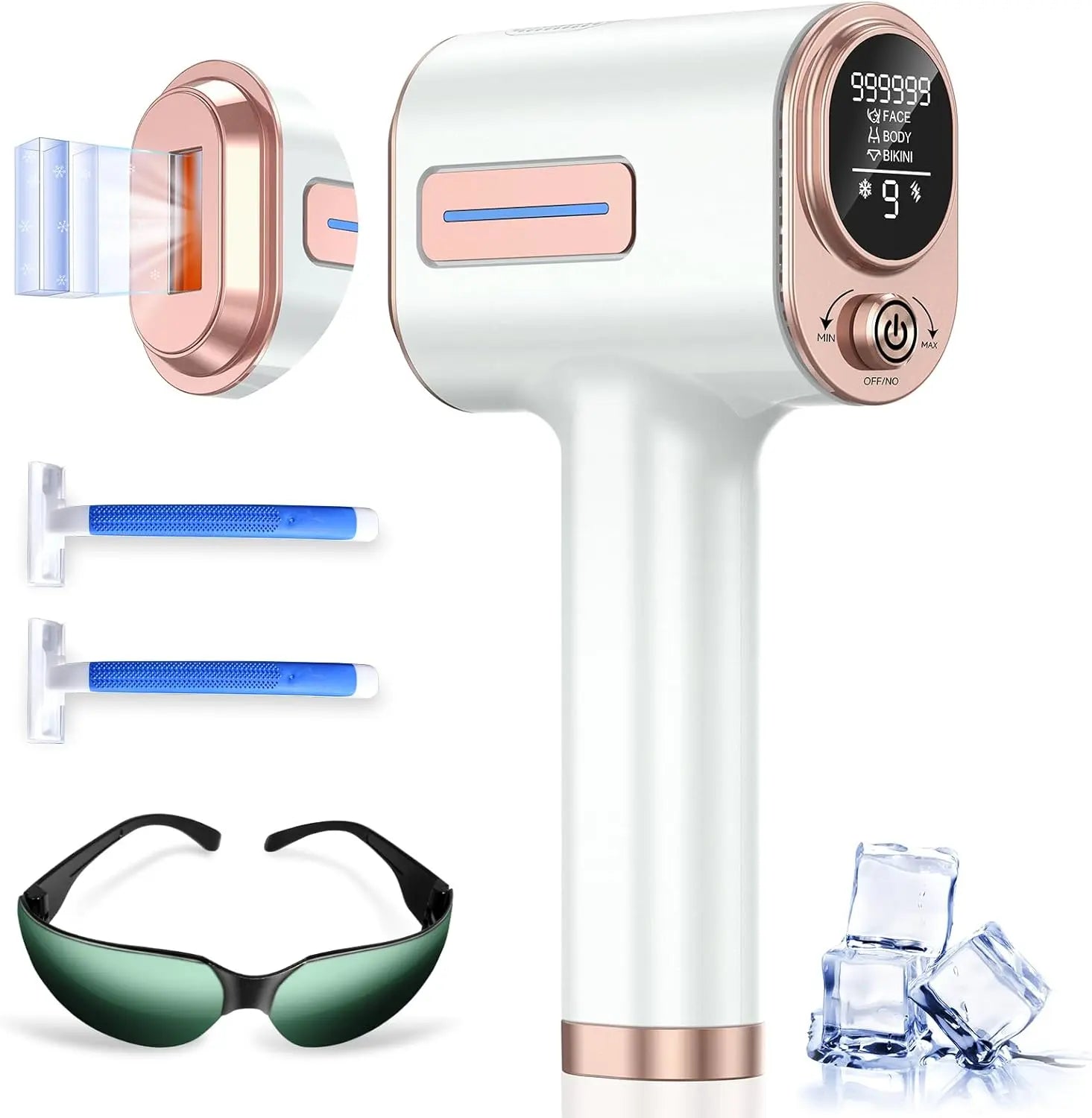 VivaEase Laser Hair Removal, 999,900+ Flashes IPL Hair Removal Device for Women and Men, Ice-Cooling Painless Laser Hair Removal, At-Home Hair Remover for Armpits Back Facial Legs Arms Bikini Line