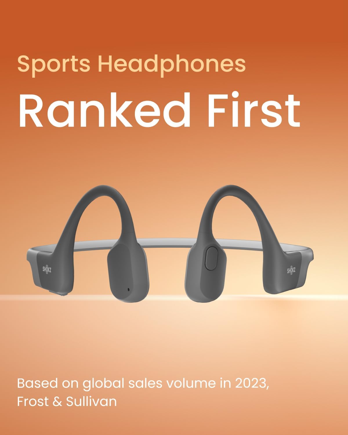 SHOKZ OpenRun Wireless Bone Conduction Headphones, [England Athletics Recommended] Open-Ear Bluetooth Earphones with Mic, Waterproof Sports Headset with 8H Playtime for Running Workout(Lunar Grey)