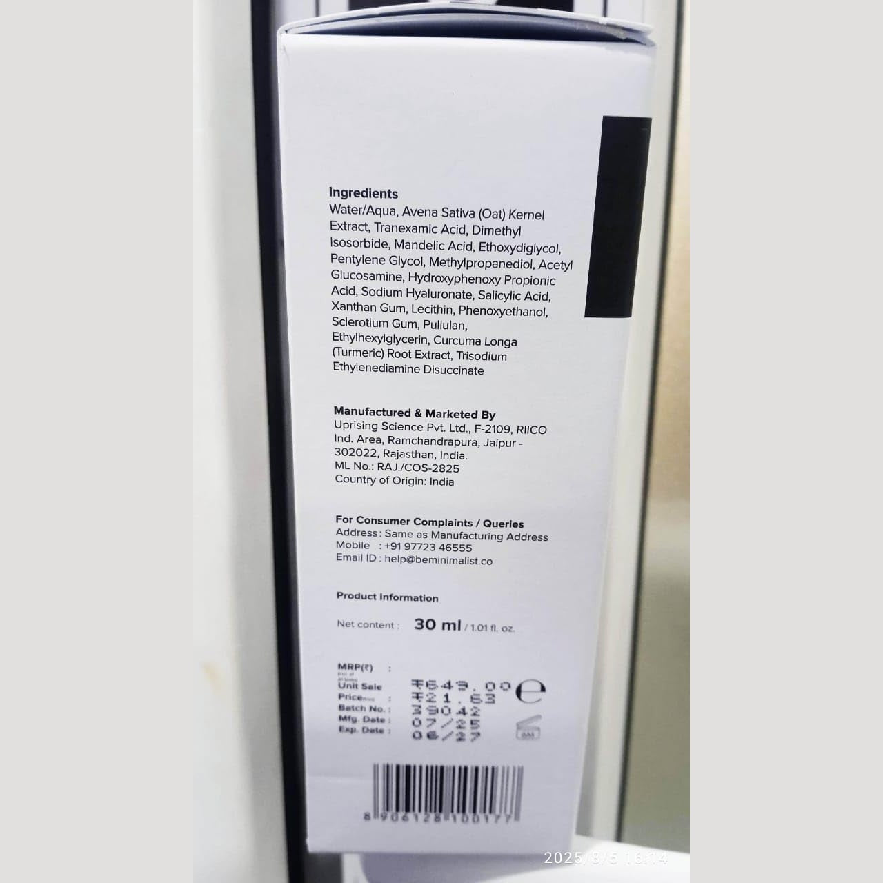 Minimalist 3% Tranexamic Acid Face Serum for PIE, PIH and Acne Scars | Face Serum with HPA to help provide even looking skin tone | 30 ml