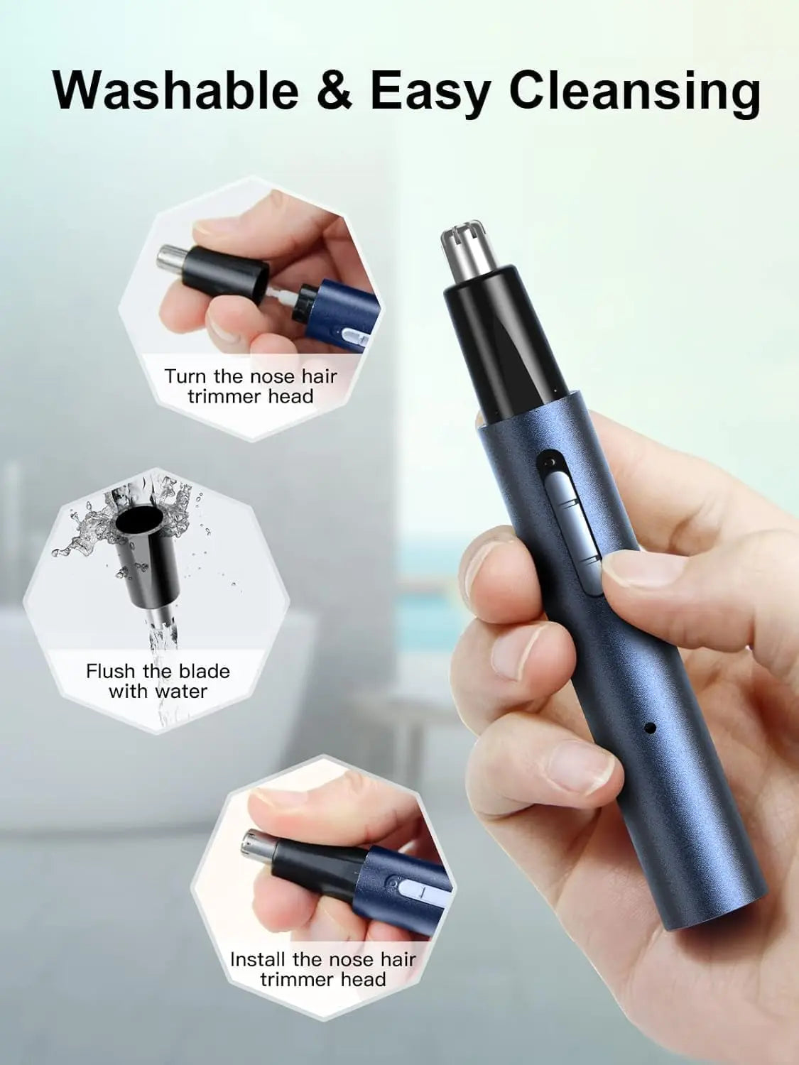 2025 Rechargeable Nose & Ear Hair Trimmer, 5 in 1 Rechargeable USB Trimmer for Men & Women, Facial & Eyebrow Hair Removal Tool, Powerful Motor, Painless, Easy to Clean, IPX7 Waterproof