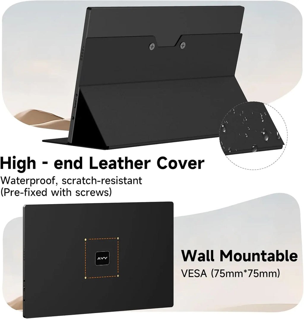 AYY Portable Monitor for Laptop 15 Inch,FHD 1080P USB C Travel Monitor External IPS HDMI for Computer, Second Display Screen Extender with Kickstand for PC Phone Switch PS4/5
