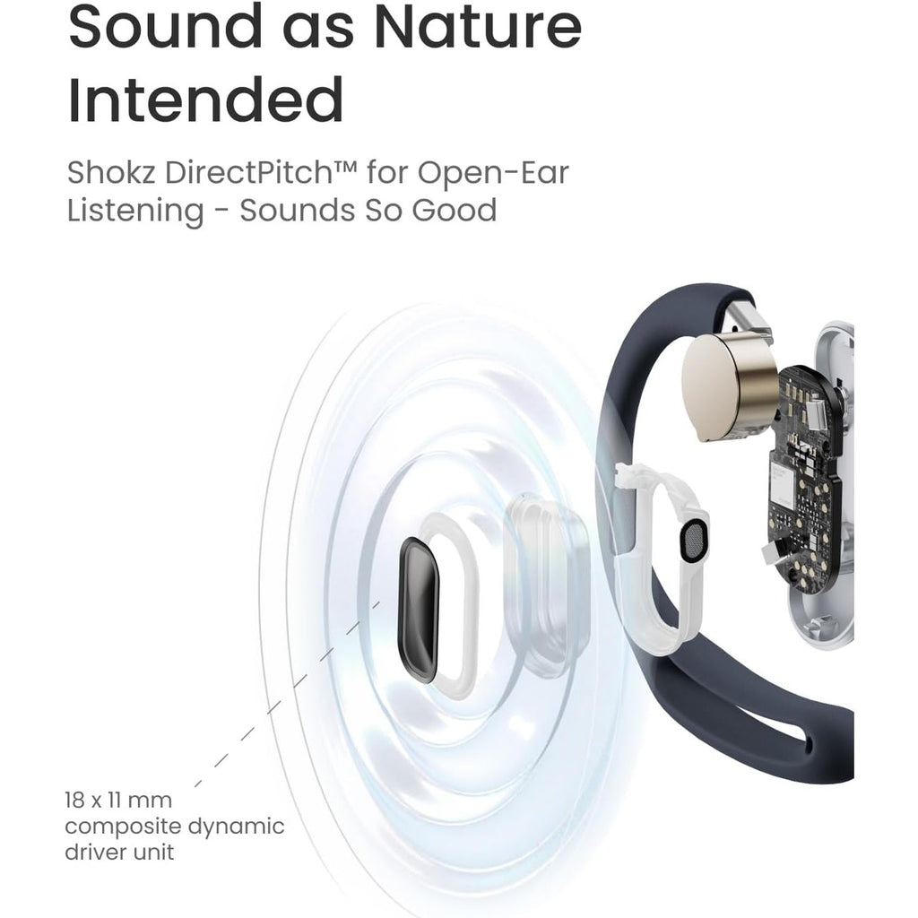 SHOKZ OpenFit Air Open-Ear Headphones, True Wireless Bluetooth Earphones with Microphone, Earbuds with Air Earhook, Fast Charging, 28h Playtime, IP54 Waterproof for Workout - Black