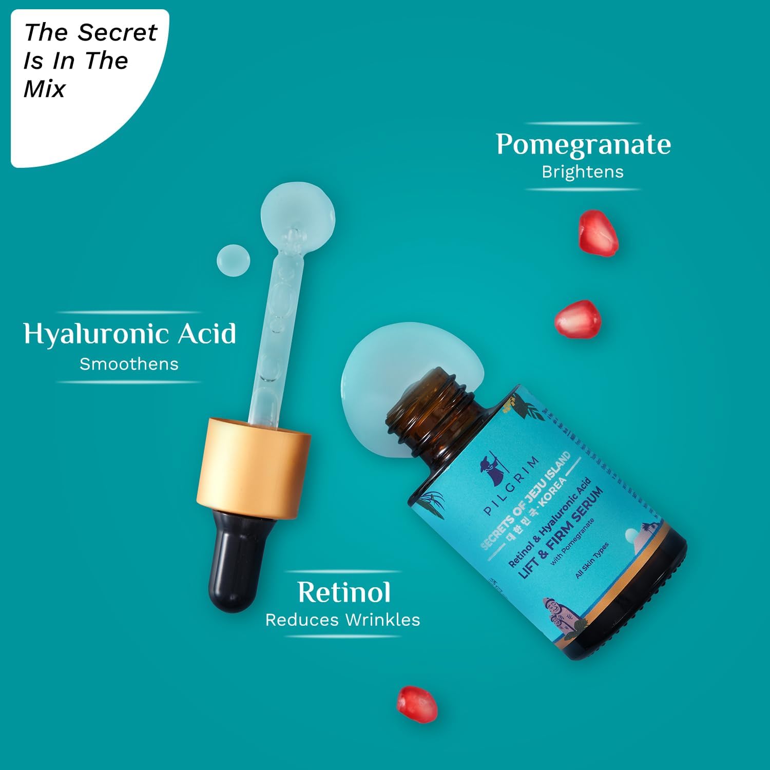 PILGRIM Korean 0.5% Retinol & 1% Hyaluronic Acid Lift & Firm Anti Aging Serum | Retinol serum for face| Reduce Fine Lines & Wrinkles|For Men & Women |All Skin Types|30ml