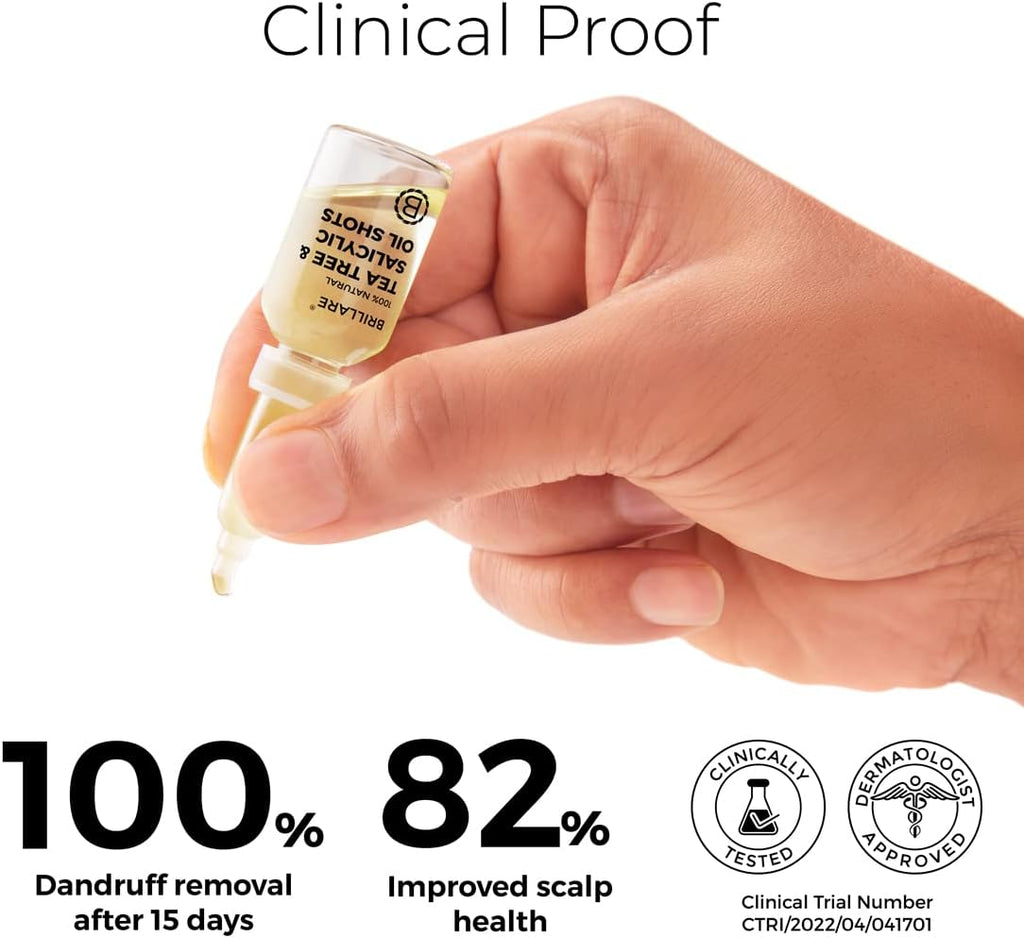 Brillare Tea Tree Hair Oil With Salicylic Acid & Coconut, Best for Dry & Itchy Scalp, Dandruff Control, Reduces Excess Scalp Oil, 100% Natural, 48ml