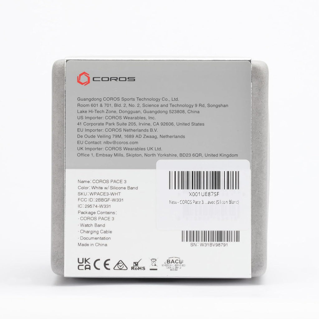 COROS PACE 3 GPS Sport Watch, Lightweight Running Watch, 17-Day Battery Life, Accurate GPS, Heart Rate Monitor, Navigation, Sleep Tracking, Training Plan, Run, Bike, and Ski (White Silicone)