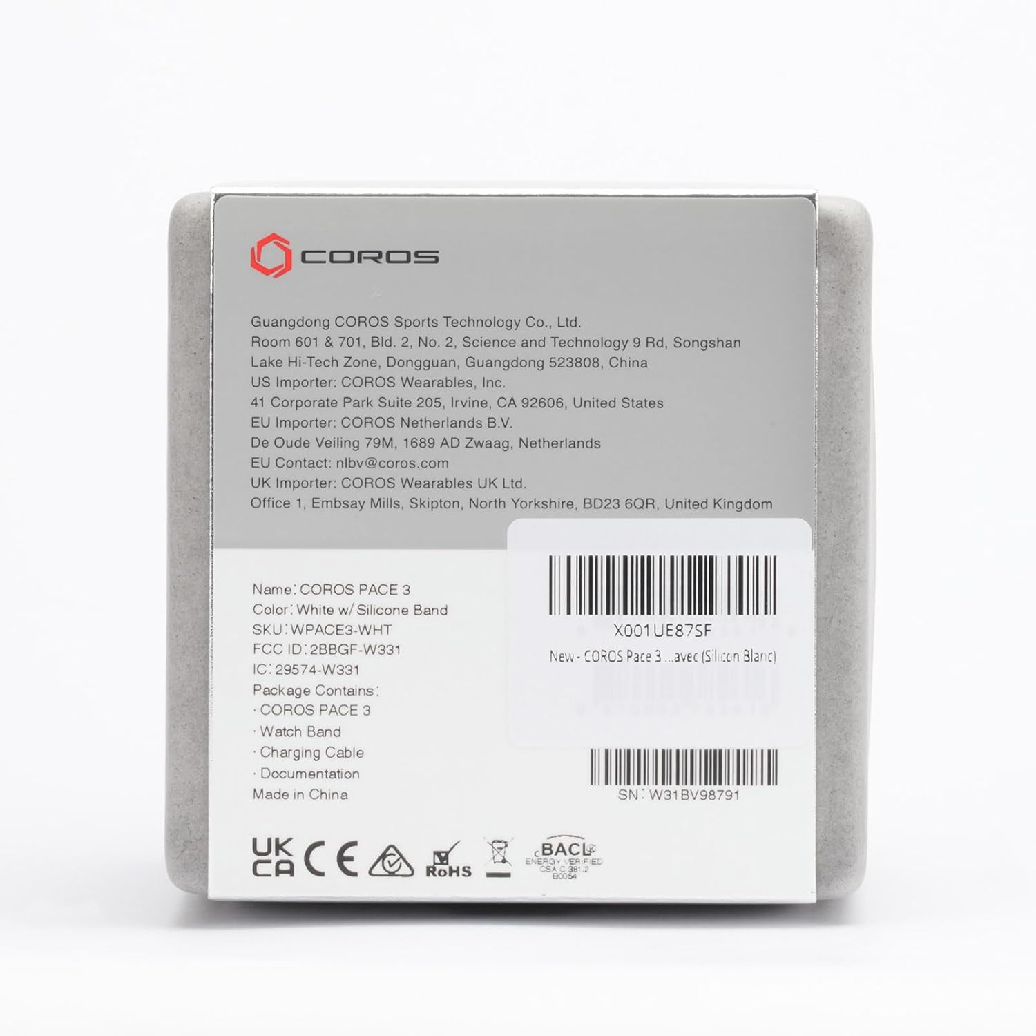 COROS PACE 3 GPS Sport Watch, Lightweight Running Watch, 17-Day Battery Life, Accurate GPS, Heart Rate Monitor, Navigation, Sleep Tracking, Training Plan, Run, Bike, and Ski (White Silicone)