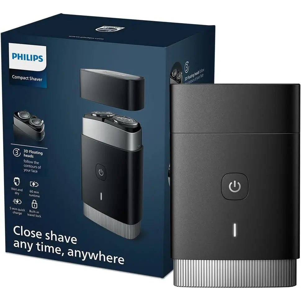 Philips Portable Shaver, On-The-Go Wet And Dry Electric Shaver, Comfortcut Blade System, 3D Floating Heads, Compact Design, Powerful Battery, Model Pq888/06