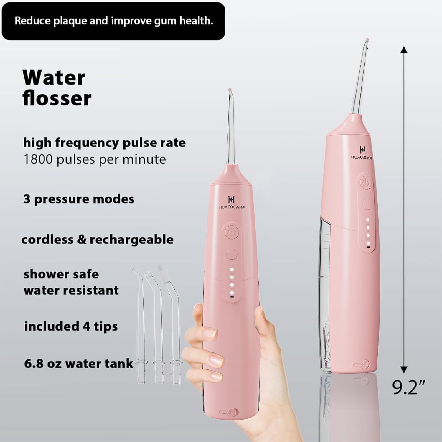 2-1 Oral Clean Kit- Water Dental flosser & Electric Toothbrush Combo- Brushing & Flossing- for Teeth Cleaning and Gum Health (Pink)