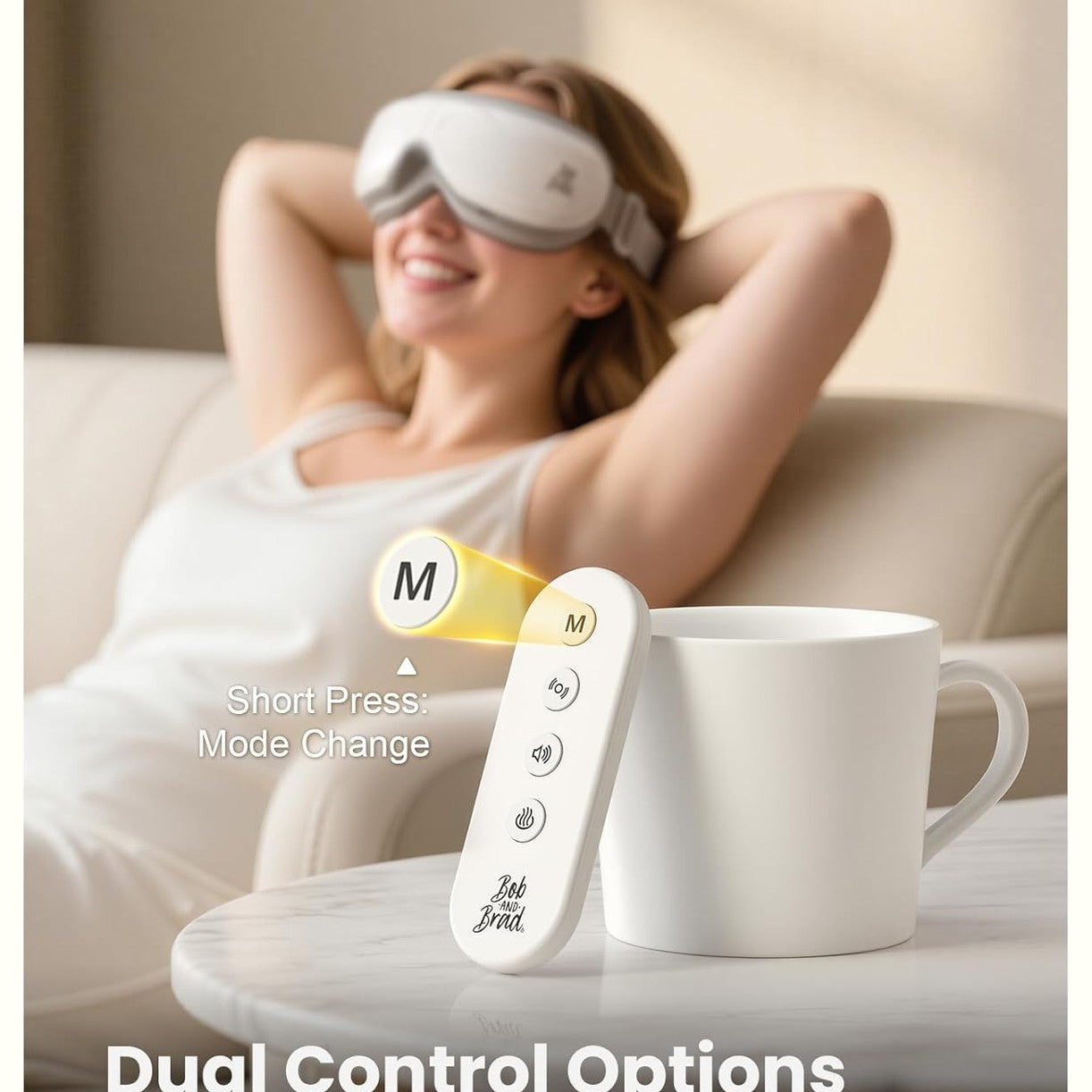 BOB AND BRAD Eye Massager FSA/HSA Eligible, EyeOasis 2 Plus - Eye Massager for Migraines with Remote, Heat, Compression, Music, Heated Eye Massage Mask for Dry Eyes Relief, Improve Sleep, Ideal Gifts