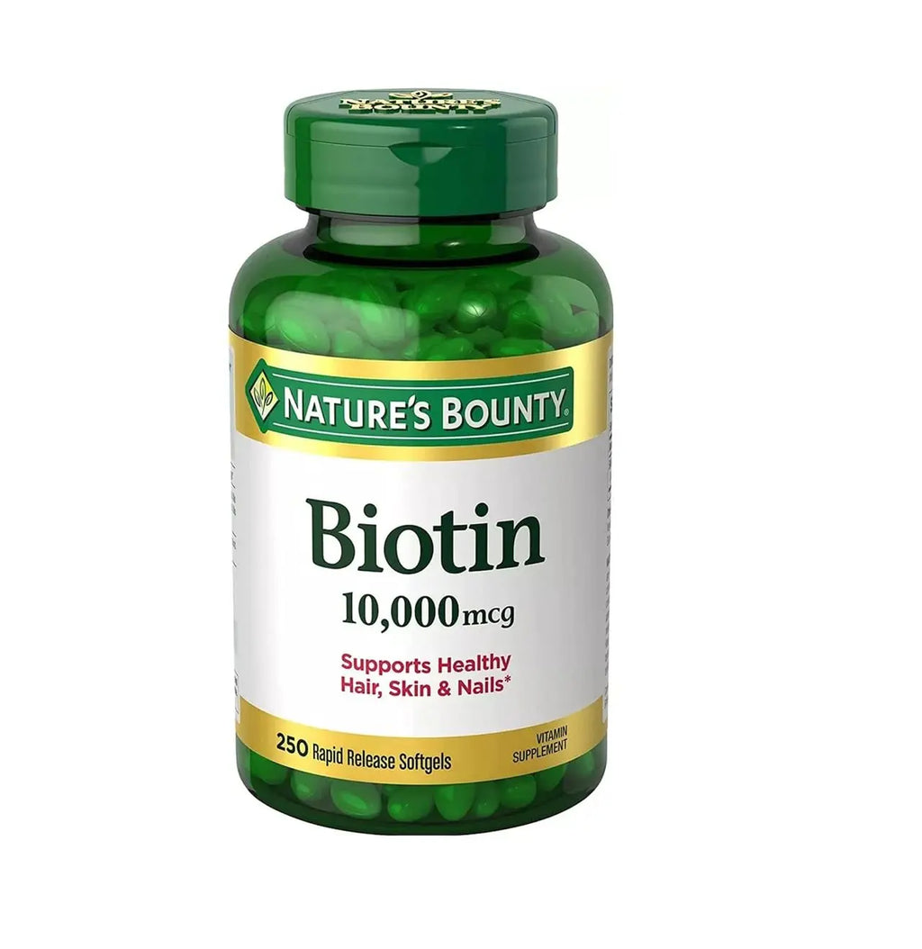 Nature's Bounty Biotin Hair Skin and Nails Vitamins, Supports Healthy Hair, Skin and Nails, 10,000 mcg, 120 Softgels (Pack of 1)