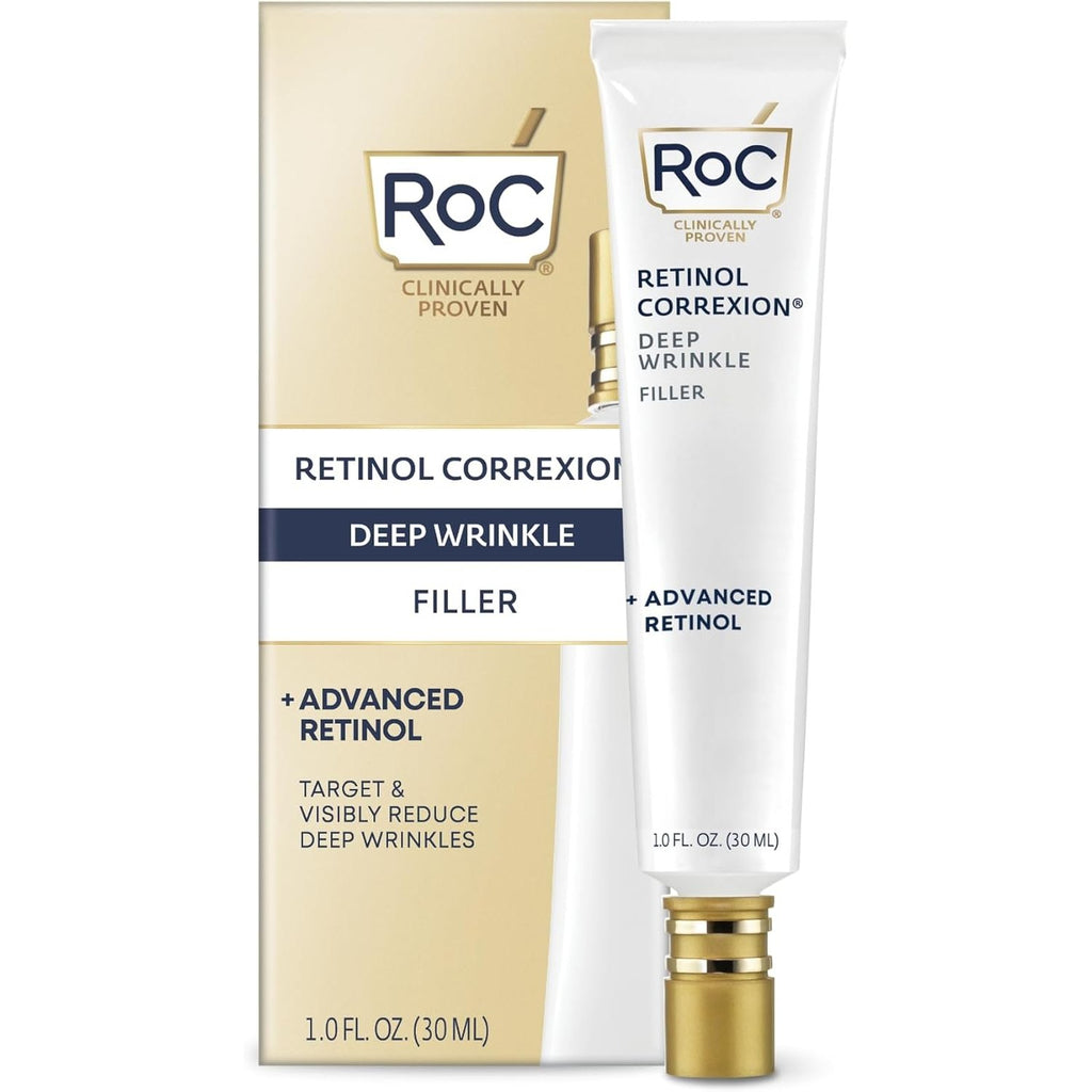 RoC Retinol Correxion Wrinkle Filler for Deep Wrinkles with Hyaluronic Acid & Retinol, Skin Care for Women and Men, 1 Fl Oz (Packaging May Vary)