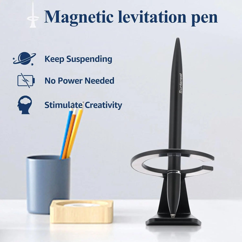 Black magnetic levitation pen requiring no power to suspend mid-air