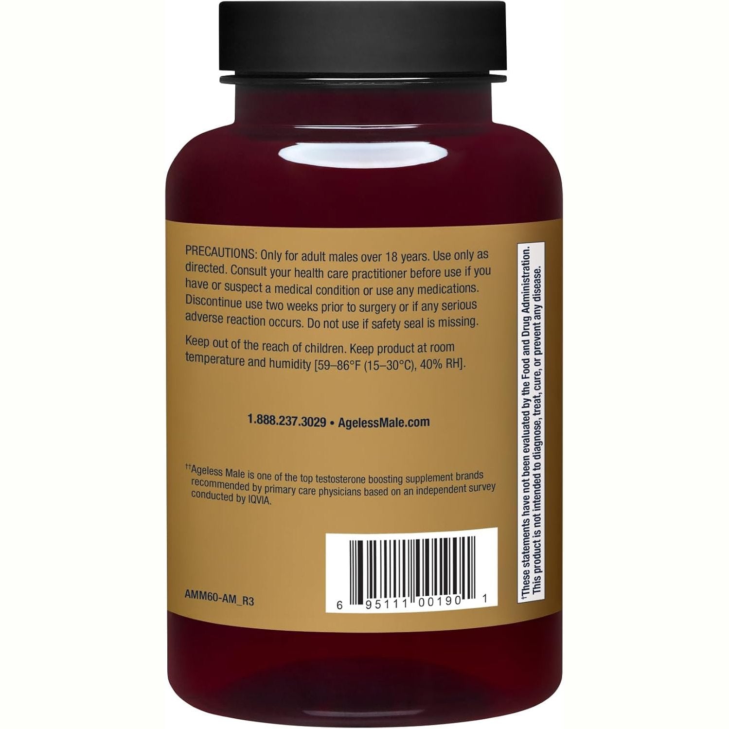 Ageless Male Max Total Testosterone Booster Supplement for Men, 60 Caplets