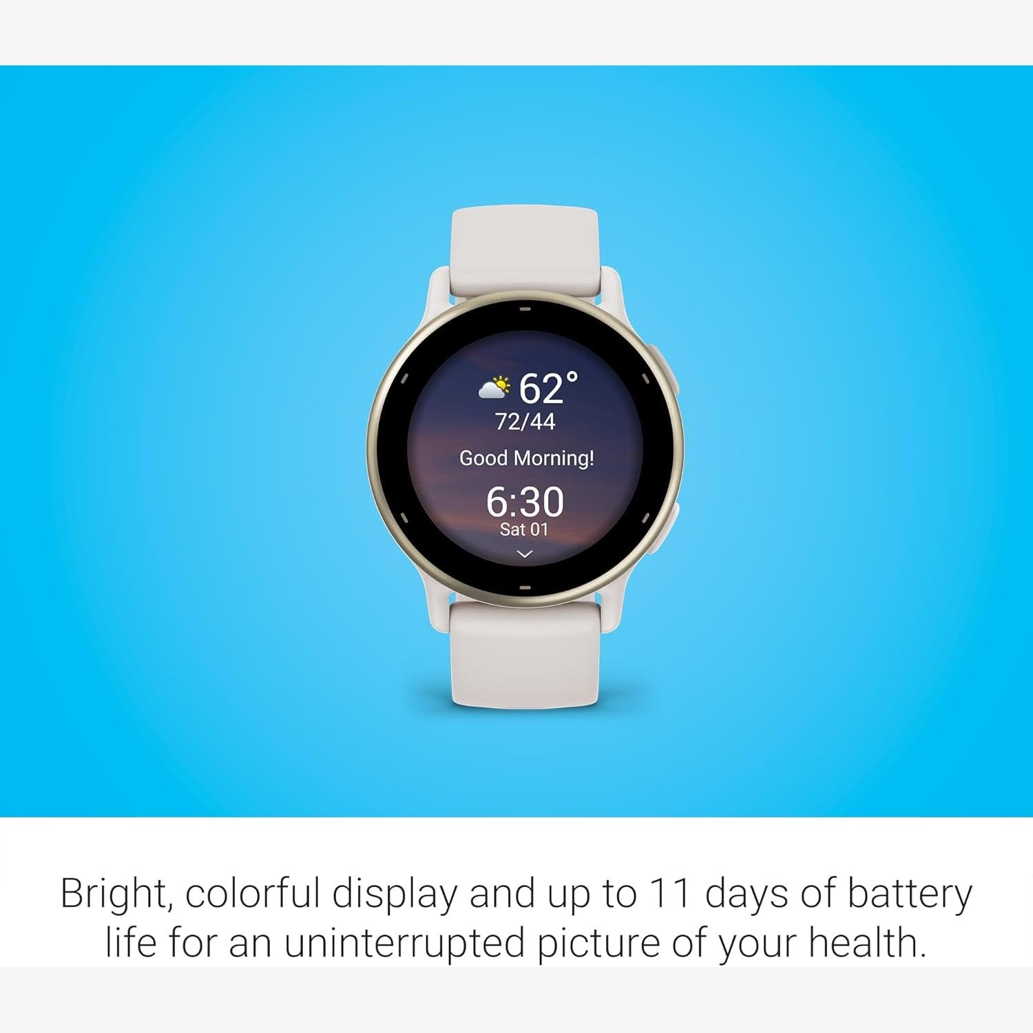 Garmin Vivoactive 5 Gold GPS Heart Rate Monitor with Silicone Band Ivory