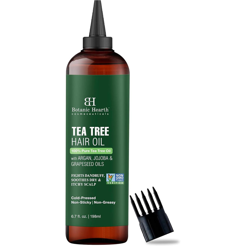 Botanic Hearth Tea Tree Oil for Hair | 200 ML |With Argan, Jojoba & Grapeseed Oils | Soothes Itchy Scalp & Fights Dandruff | Non GMO Verified |