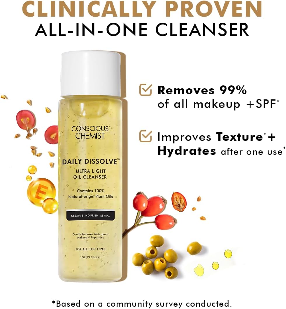 Conscious Chemist® Ultra Light Oil Face Cleanser (100ml) With Olives | Removes Makeup, SPF And Impurities For Soft & Glowing Skin | 100% Natural Oils | Cruelty Free