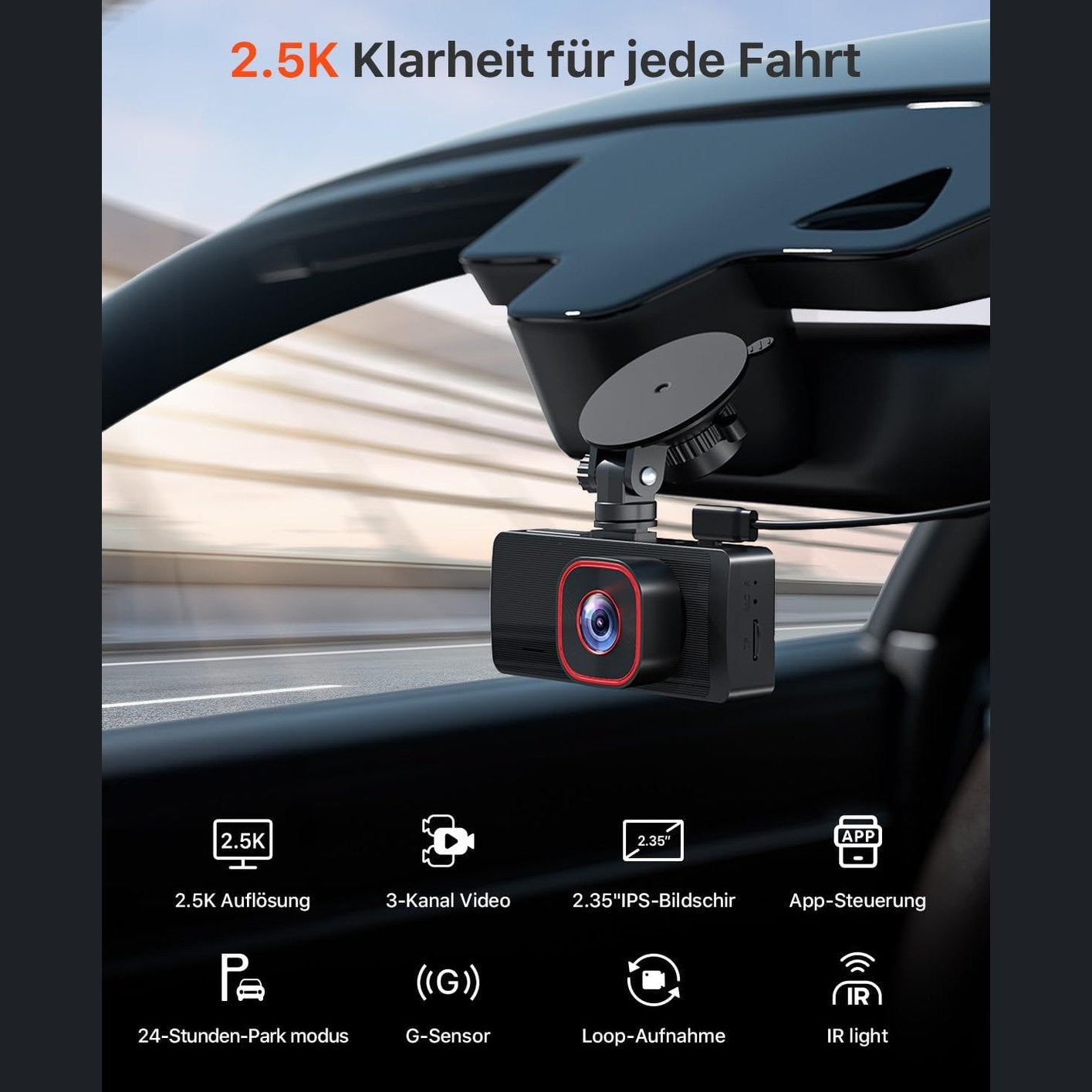 Bestsee 1080P Dash Cam Car Front Rear and Indoor with 64GB SD Card, Car Camera with Parking Surveillance, Motion Detection, Infrared Night Vision, G-Sensor, Loop Recording, WDR, Viewing Angle