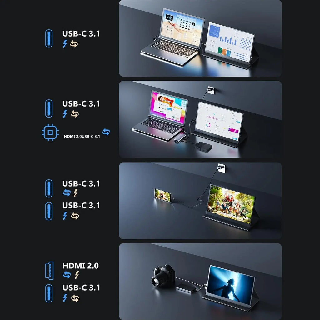 MagicRaven portable monitor connectivity with laptops smartphones consoles via USB-C and HDMI