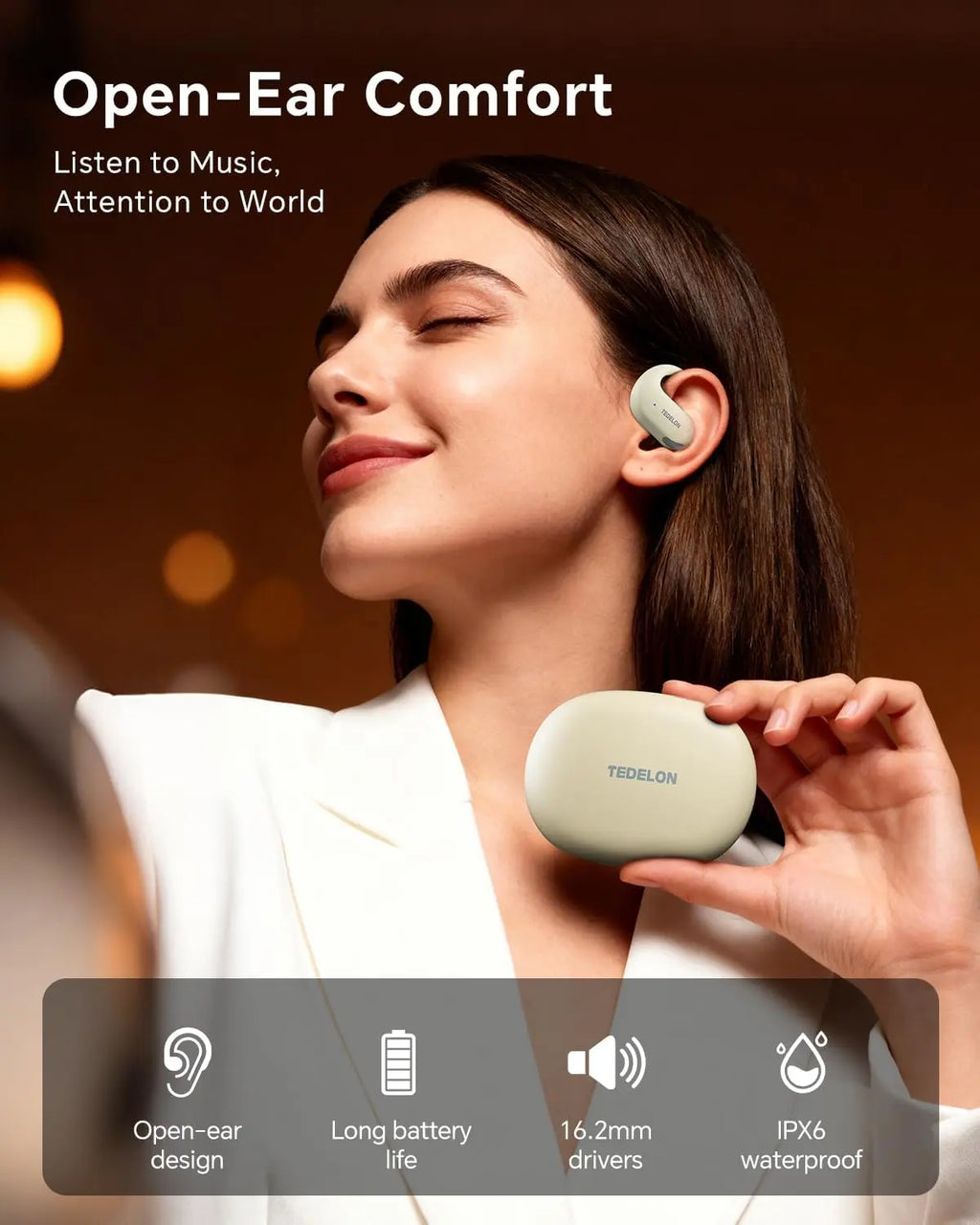 Open Ear Headphones, Superior Sound Performance, Model F9