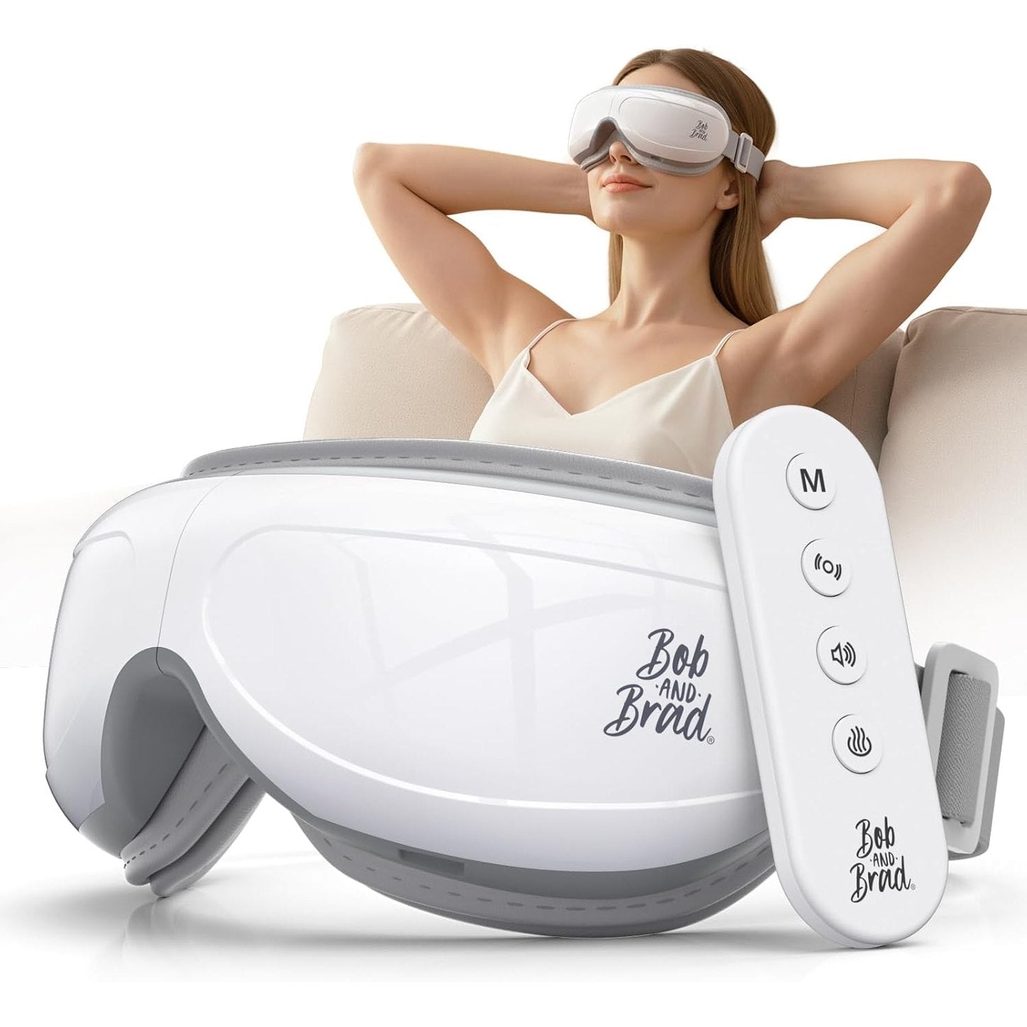 BOB AND BRAD Eye Massager FSA/HSA Eligible, EyeOasis 2 Plus - Eye Massager for Migraines with Remote, Heat, Compression, Music, Heated Eye Massage Mask for Dry Eyes Relief, Improve Sleep, Ideal Gifts