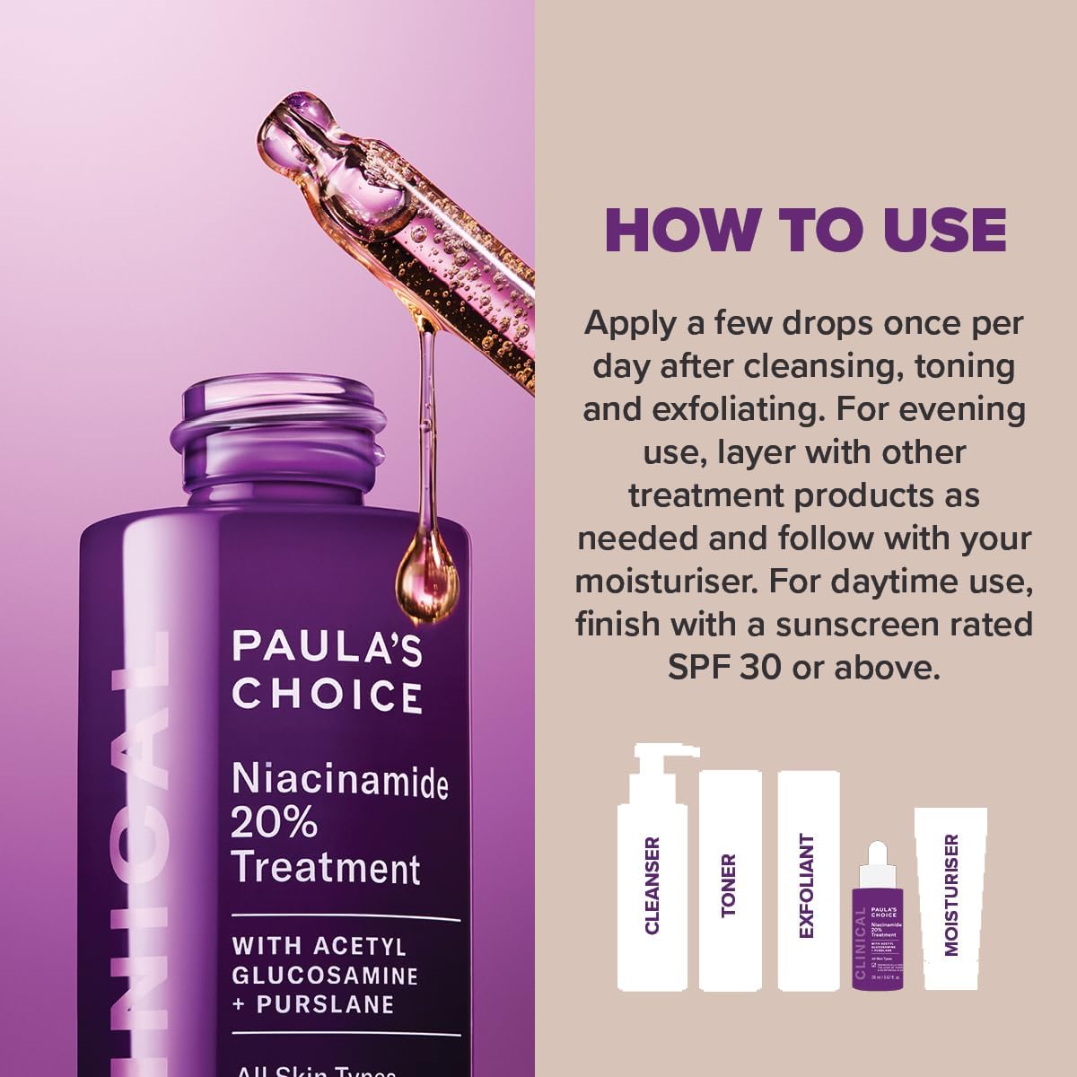 Paula's Choice CLINICAL Niacinamide 20% Treatment - Serum Tightens & Minimises Enlarged Pores - Fades Brown Spots & Brightens Skin with Vitamin C - All Skin Types - 20 ml