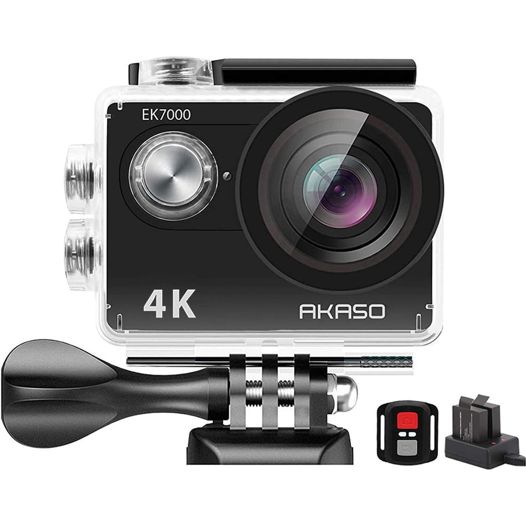 AKASO EK7000 4K30FPS Action Camera - 20MP Ultra HD Underwater Camera 170 Degree Wide Angle 98FT Waterproof Camera with Accessory Kit - Black
