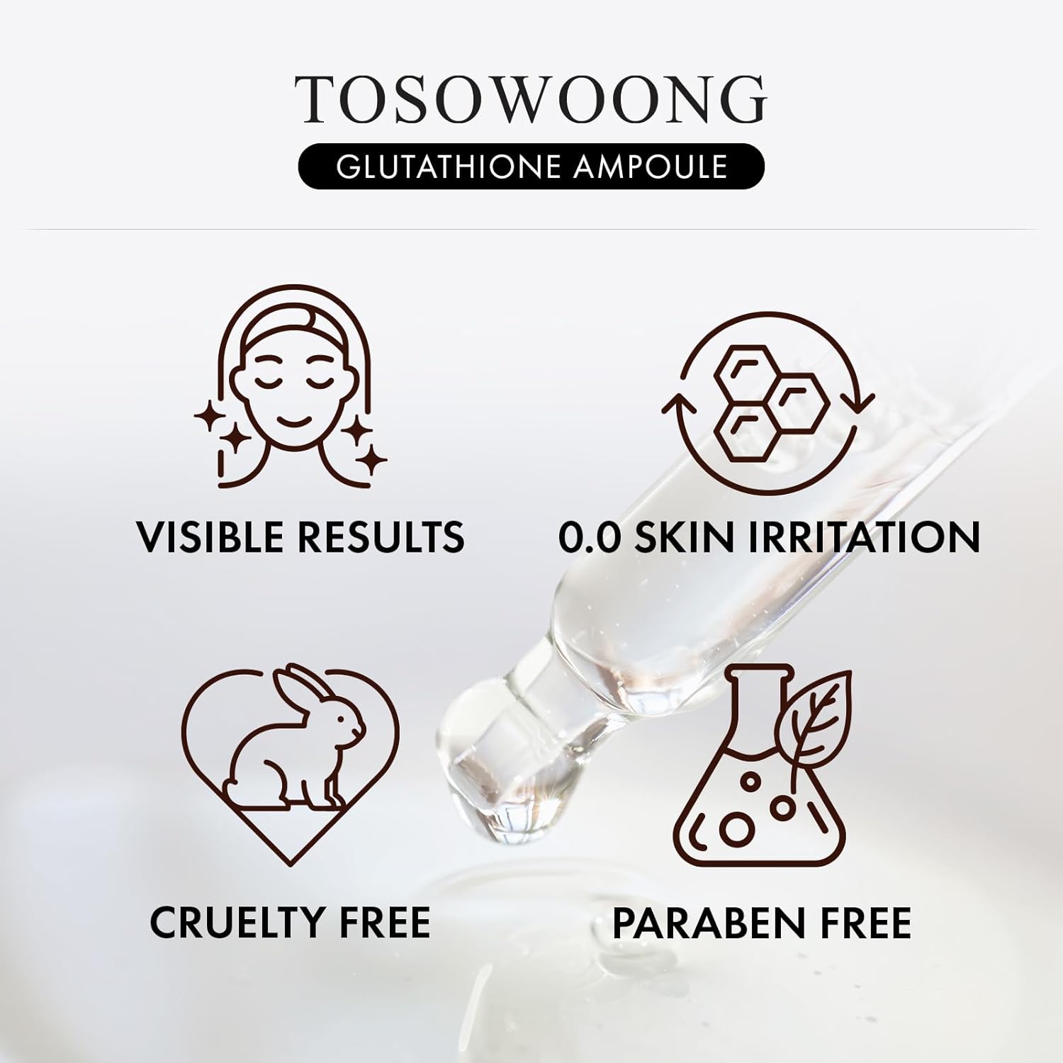 TOSOWOONG Glutathione Serum with 20,000ppm Glutathione, Niacinamide and Hyaluronic Acid, Supports Even Skin Tone, Supports Elasticity, Healthy Complexion, Korean Skincare, 30ml, 1.01 fl. oz