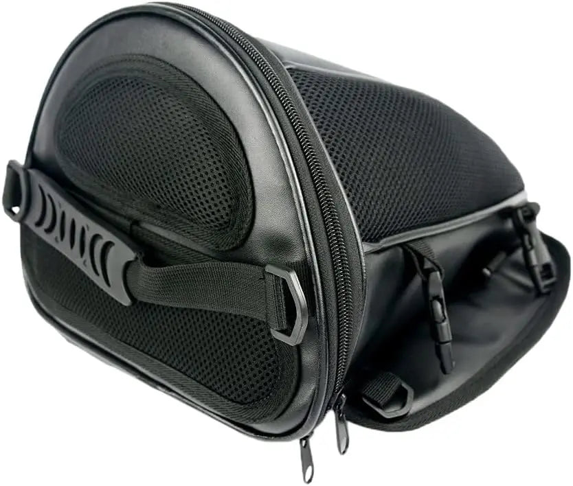 Leather Motorcycle Backseat Tail Bags, Waterproof PU Super Light Tank Bag, Multifunctional Motorbike Rear Seat Storage Saddle Bag Black