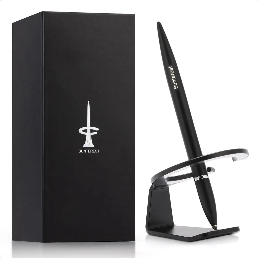 Sunterest black magnetic levitation pen in metal base with gift box