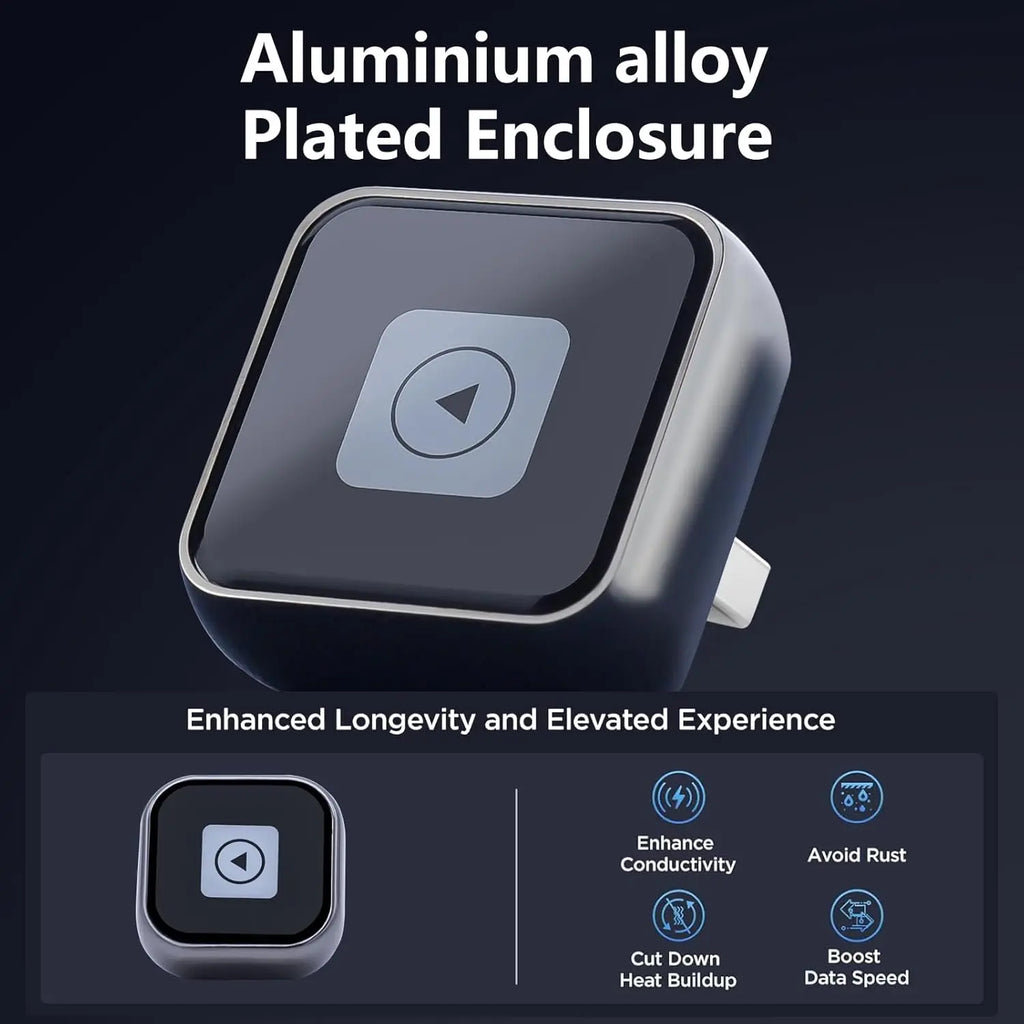 Aieloar Wireless CarPlay Adapter UK for iPhone, Wireless Carplay Dongle adaptor with Fast Connection-90 Degrees