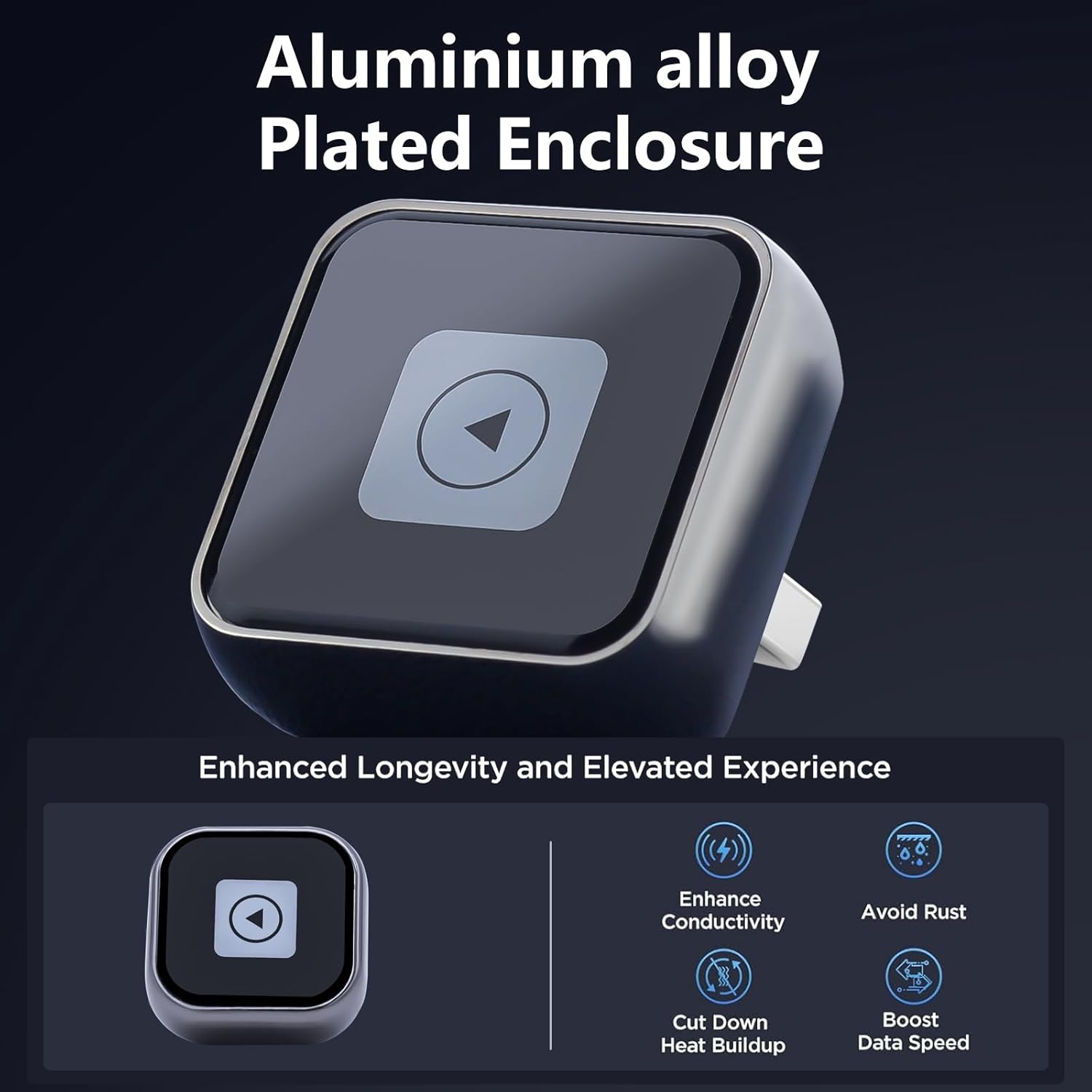 Aieloar Wireless CarPlay Adapter UK for iPhone, Wireless Carplay Dongle adaptor with Fast Connection-90 Degrees