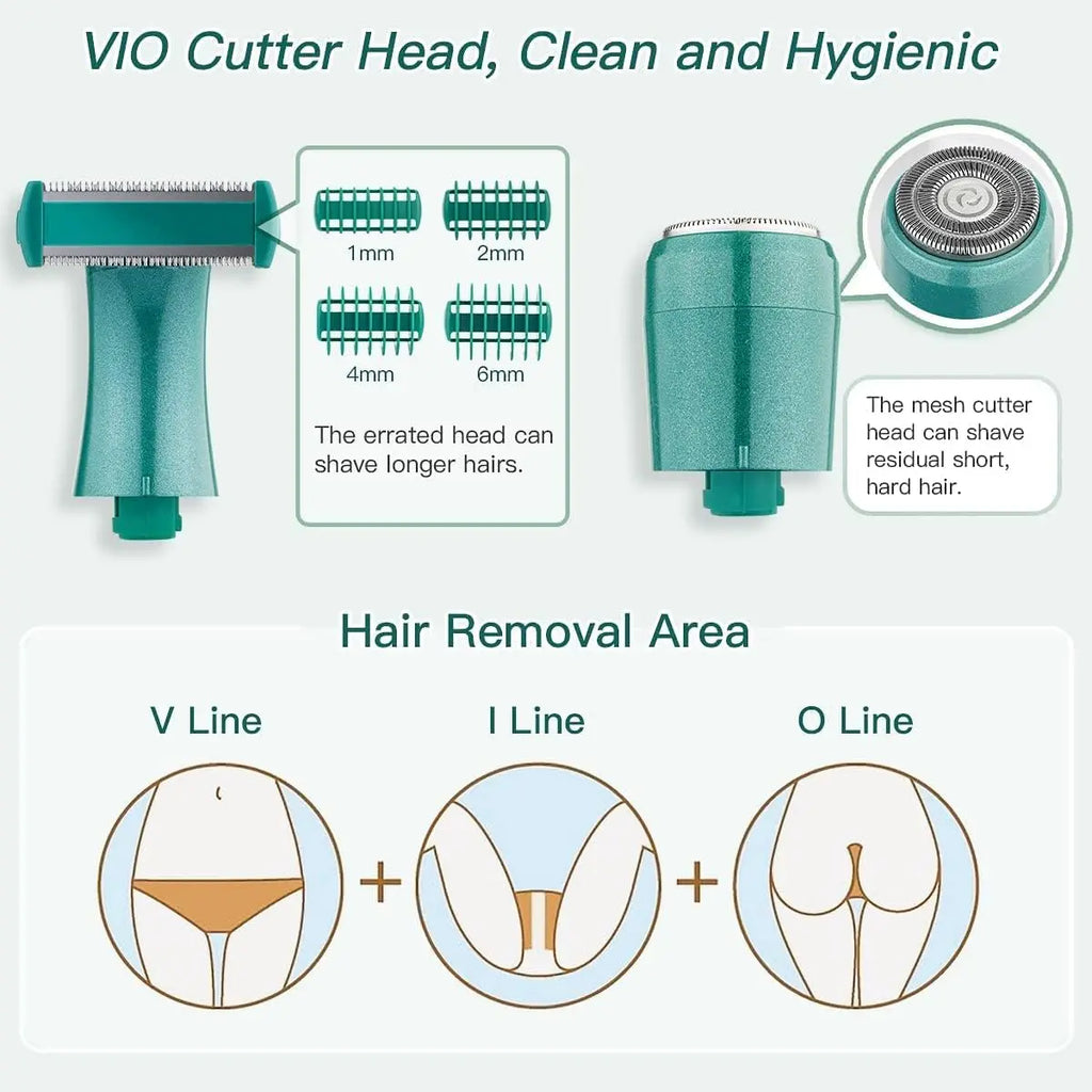Electric Razor for Women, 4 in 1 Womens Electric Razor, Cordless Protable Body Hair Removal for Eyebrow Face Nose Legs Underarms and Bikini Line, Personal Womens Shaver Set for Wet and Dry