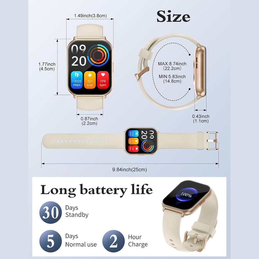 RUIMEN Smart Watch Answer Dial Call,Smart Watches for Women Men HD Touch Screen Fitness watch with SpO2-Monitor Heart Rate Sleep Monitor Pedometer Watch Multi Sports Mode for Android iOS