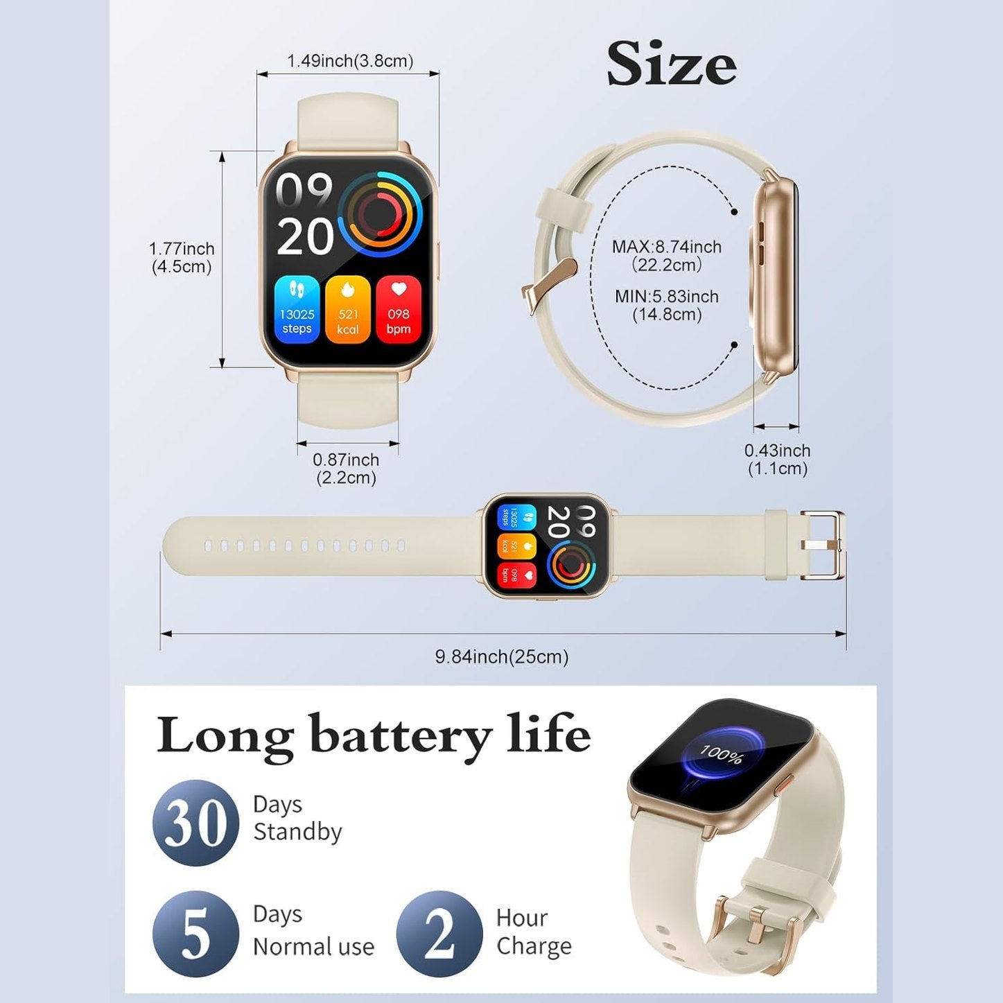 RUIMEN Smart Watch Answer Dial Call,Smart Watches for Women Men HD Touch Screen Fitness watch with SpO2-Monitor Heart Rate Sleep Monitor Pedometer Watch Multi Sports Mode for Android iOS