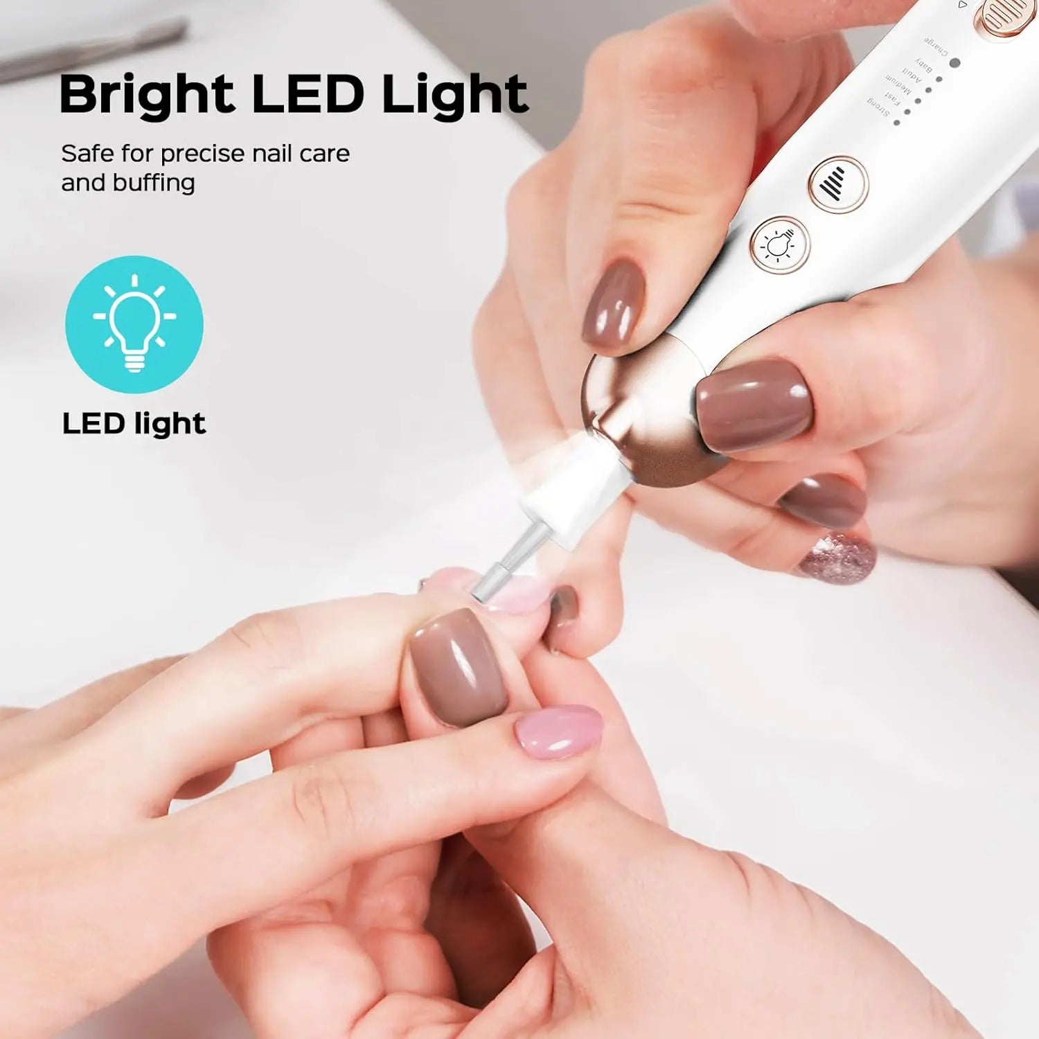 Professional Manicure Pedicure Kit Cordless: COSLUS 9 in 1 Electric Nail Drill Tools 5 Speeds Nail File Cuticle Grinder for Thick toenail 8Pcs Nail Drill Bits LED Pedicure Set for Feet Hand Women Men