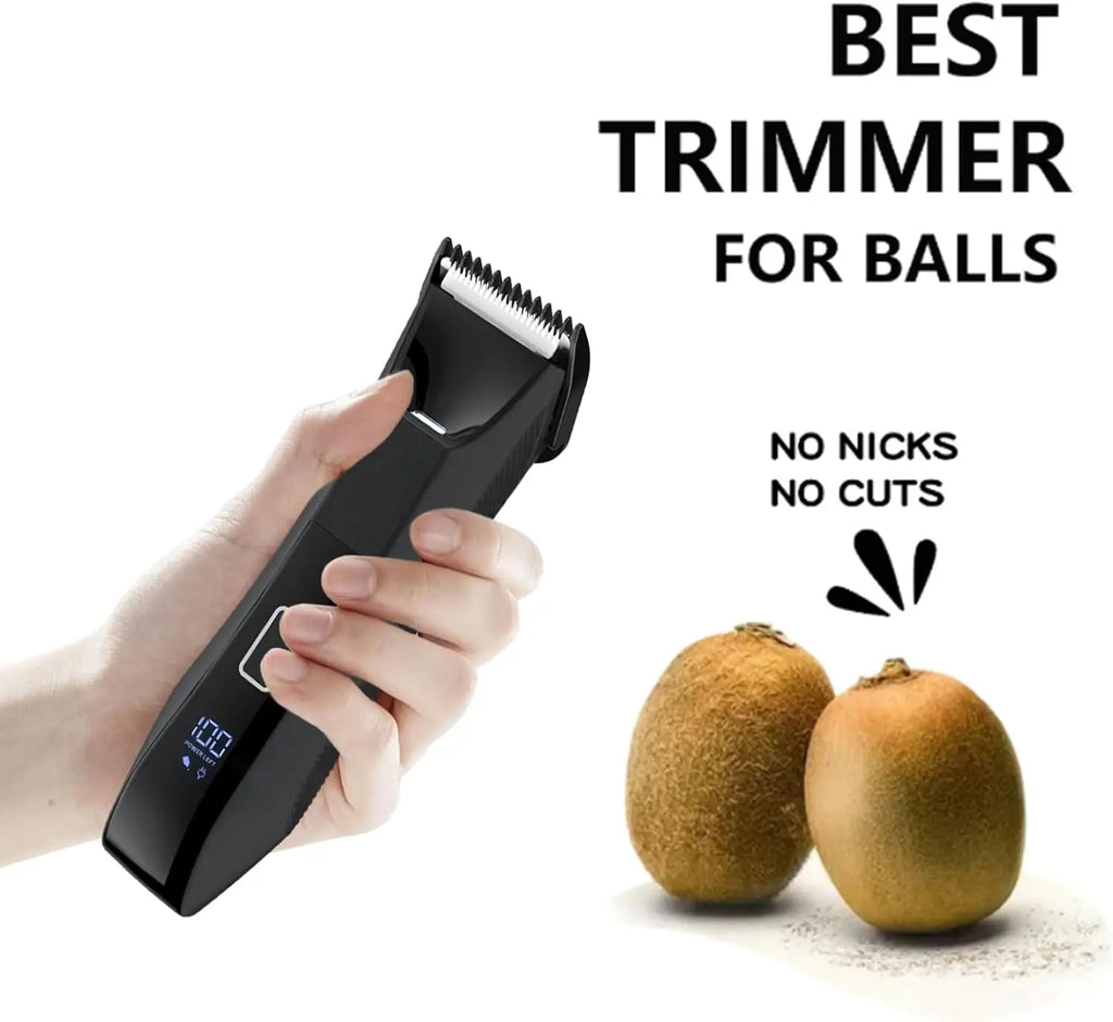 Manscape Ball Trimmer for Men, 2-in-1 Body Hair Trimmer and Groin Hair Shaver -Dual-Head Trimmer for No-Nick Shaving, Smooth Grooming, Lightweight with Travel Lock, IPX7 Waterproof, LED Display