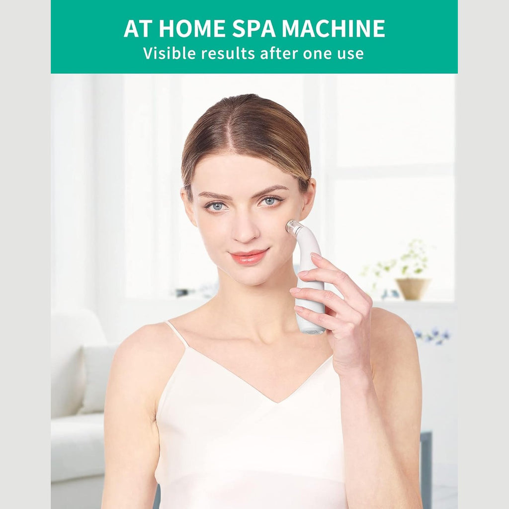 NEWDERMO 2-in-1 Microdermabrasion Machine for Facial, Diamond Microdermabrasion Device USB Rechargeable - Advanced Home Facial Treatment Machine (White)