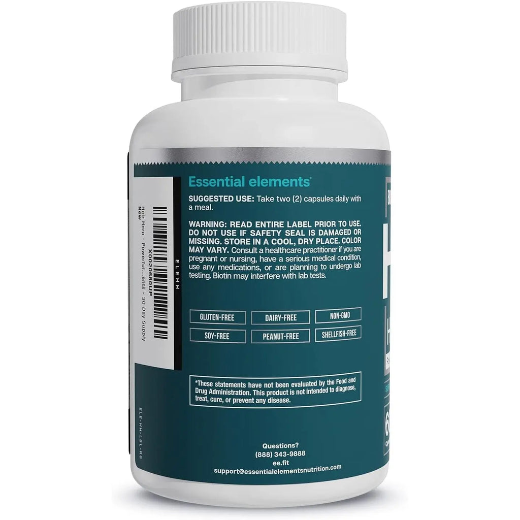 Essential Elements® Hair Hero™ - Hair Vitamins for Men - Broad-Spectrum Support with 5000 mcg Biotin - 60 Count - 30 Servings
