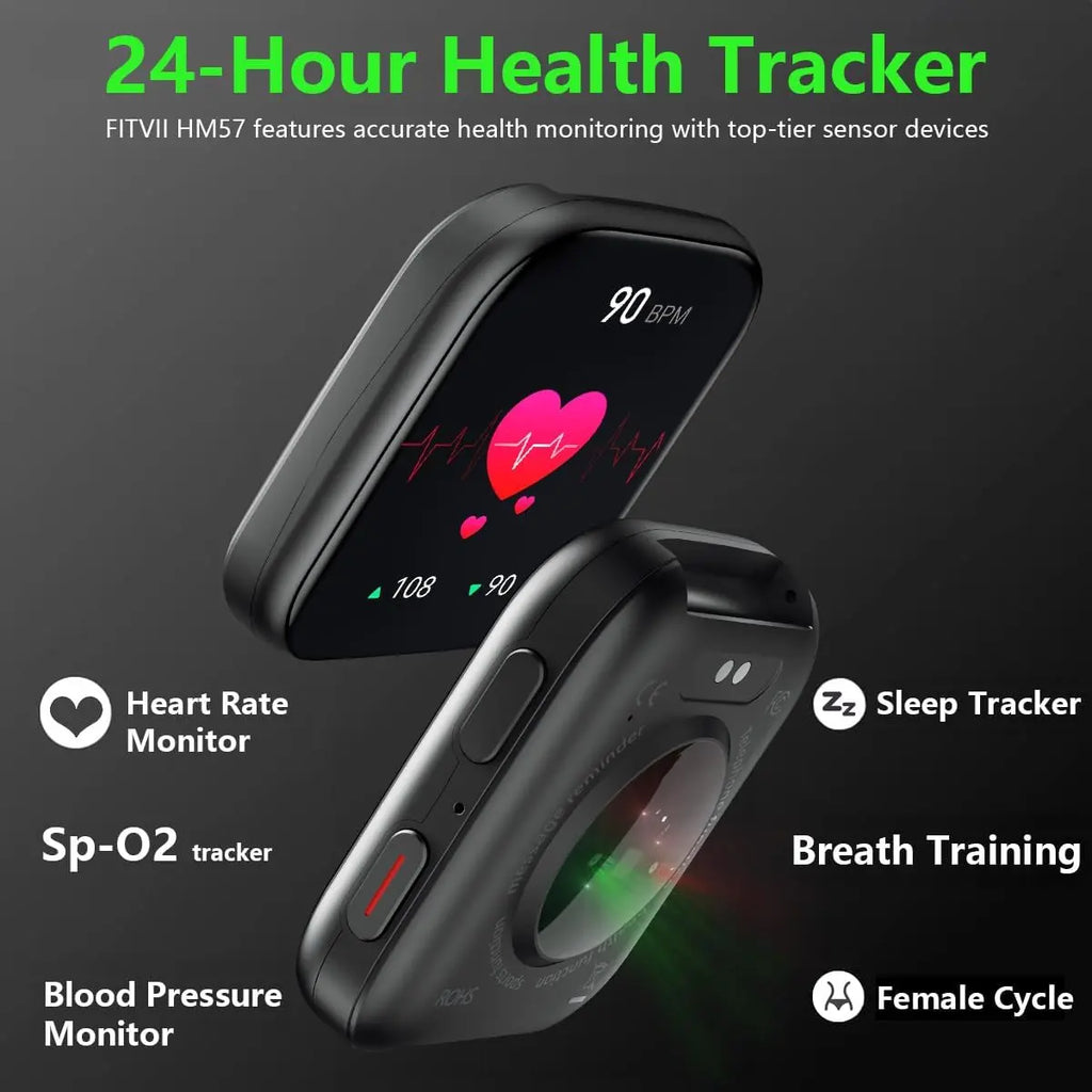 FITVII Health & Fitness Tracker 2024 (Answer/Make Calls), Smart Watch with 24/7 Heart Rate and Blood Pressure, Sleep Tracking, Blood Oxygen Monitor, 120+ Sport Mode Waterproof Activity Tracker