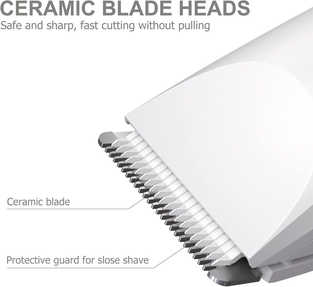 OLOV Bikini Trimmer Women - Wet/Dry Body Shaver Groomer, Replaceable Ceramic Blade Heads, USB Recharge Dock & Nosetrimmer Head Heads, Waterproof Male Hygiene Razor, White