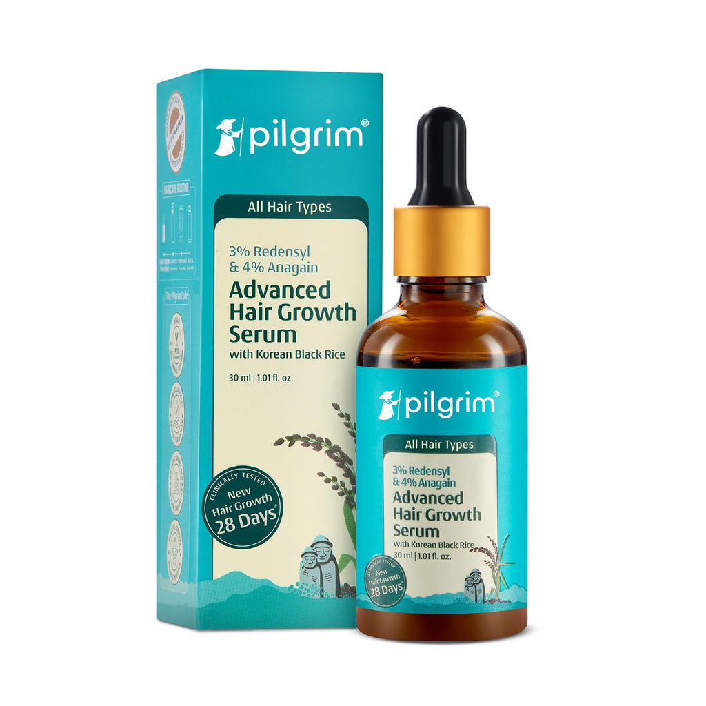 Pilgrim Redensyl 3% + Anagain 4% + Baicapil Advanced Hair Growth Serum (50ml) for Scalp with Korean Black Rice, Saw Palmetto | Control Hair Fall, Stimulate Hair Regrowth, Hair (50ml)