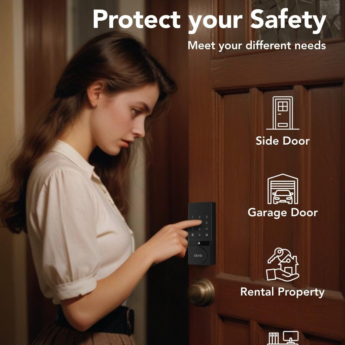 Devo G4 Smart Locks for Front Door, Keyless Entry Door Lock, Deadbolt Smart Lock, App Control, Built-in Bluetooth, Touchscreen Keypad, 8 Months Battery, IP54 Waterproof, Auto Lock, Easy Installation