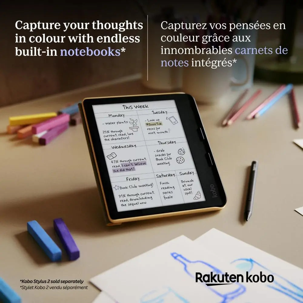 Kobo Libra Colour eReader | 7" E Ink Kaleido™ 3 Display | Adjustable Color Temperature and Brightness | Blue Light Reduction | eBooks and AudioBooks | 32GB Memory | Water Resistant | White